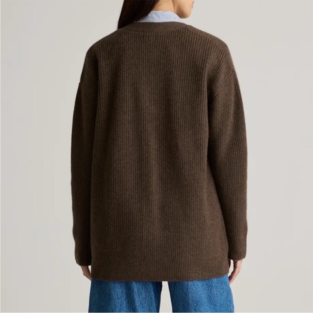 Quince Mongolian Cashmere Oversized Boyfriend Cardigan Sweater in Brown Sz S - Picture 3 of 11